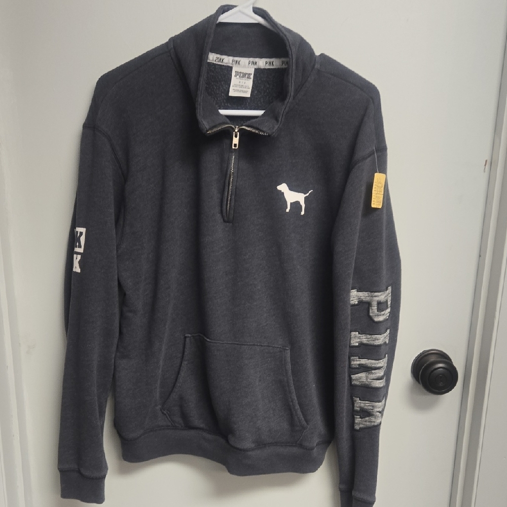PINK Victoria's Secret Men's Charcoal Zip-Up Sweater